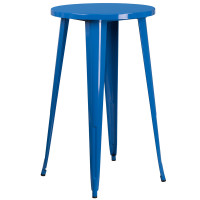 Flash Furniture CH-51080-40-BL-GG 24'' Round Metal Indoor-Outdoor Bar Height Table in Blue